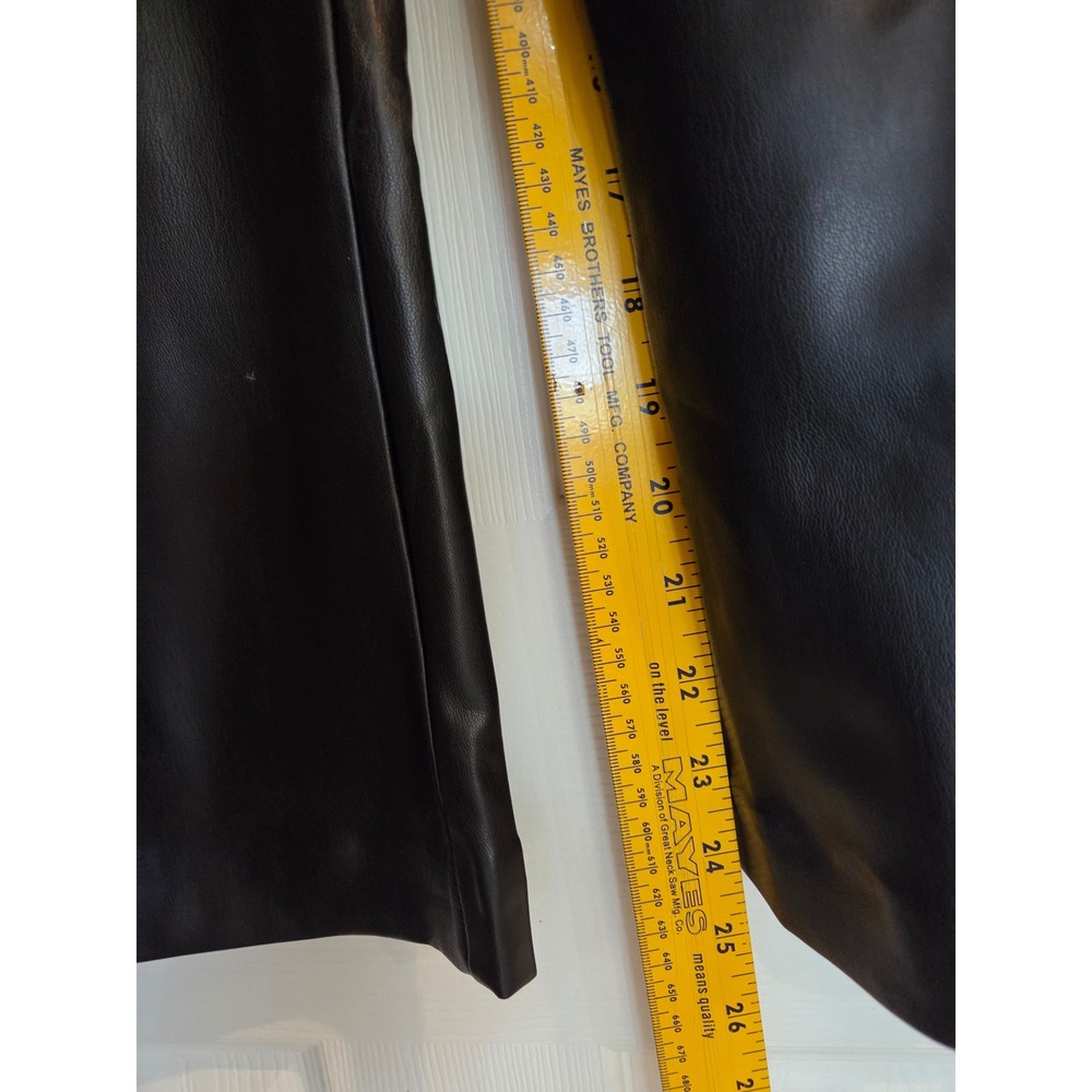 Zara Black Faux Leather High Waisted Straight Leg Pants Womens Size Small - Picture 6 of 7